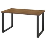 SKÅLSTA Bord, valnötsmönstrad/U-formad svartgrå, 140x80 cm