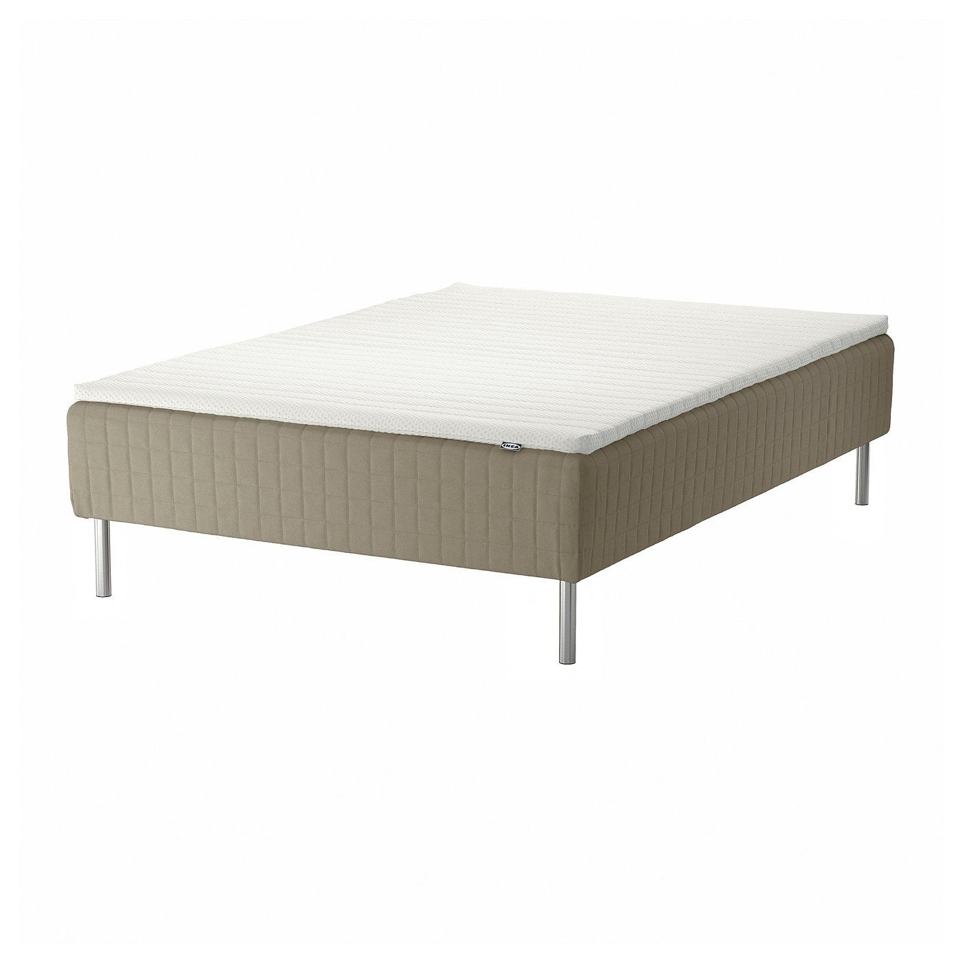 IKEA SKÅRER resårbotten med bäddmadrass, fast mörkbeige/nisseholm vit, 120x200 cm