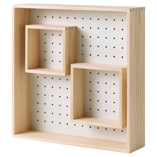 SKOGSMOSAIK Display-hylla, furu/vit, 45x45 cm