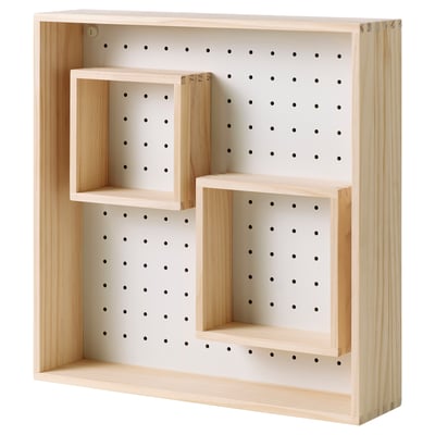 SKOGSMOSAIK Display-hylla, furu/vit, 45x45 cm