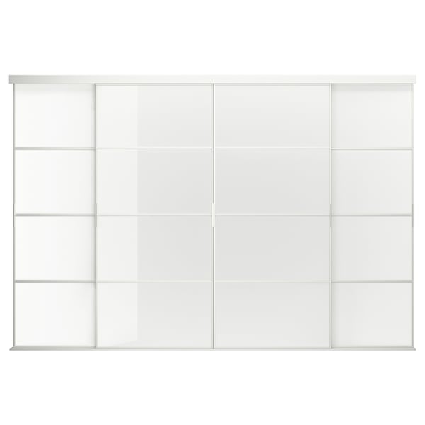 SKYTTA / FÄRVIK Skjutdörrskombination - vit/vit glas 351x240 cm