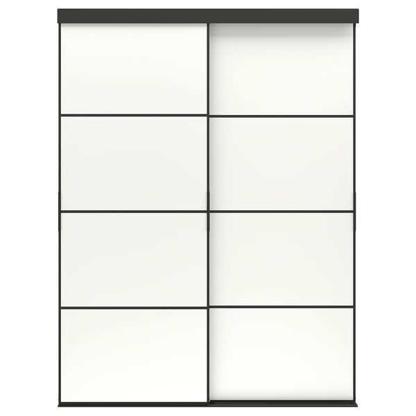 SKYTTA / MEHAMN Skjutdörrskombination - svart/dubbelsidig vit 152x205 cm