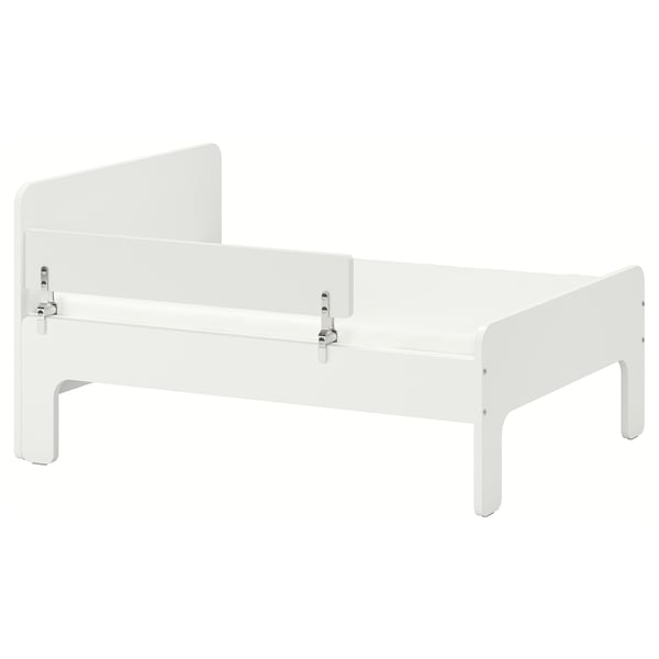 SLÄKT / NATTAPA Utdrag sängst m stödbräda+ribbotten - vit 80x200 cm