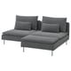 SÖDERHAMN 2-sits soffa med schäslong, Johanneshov mörkgrå