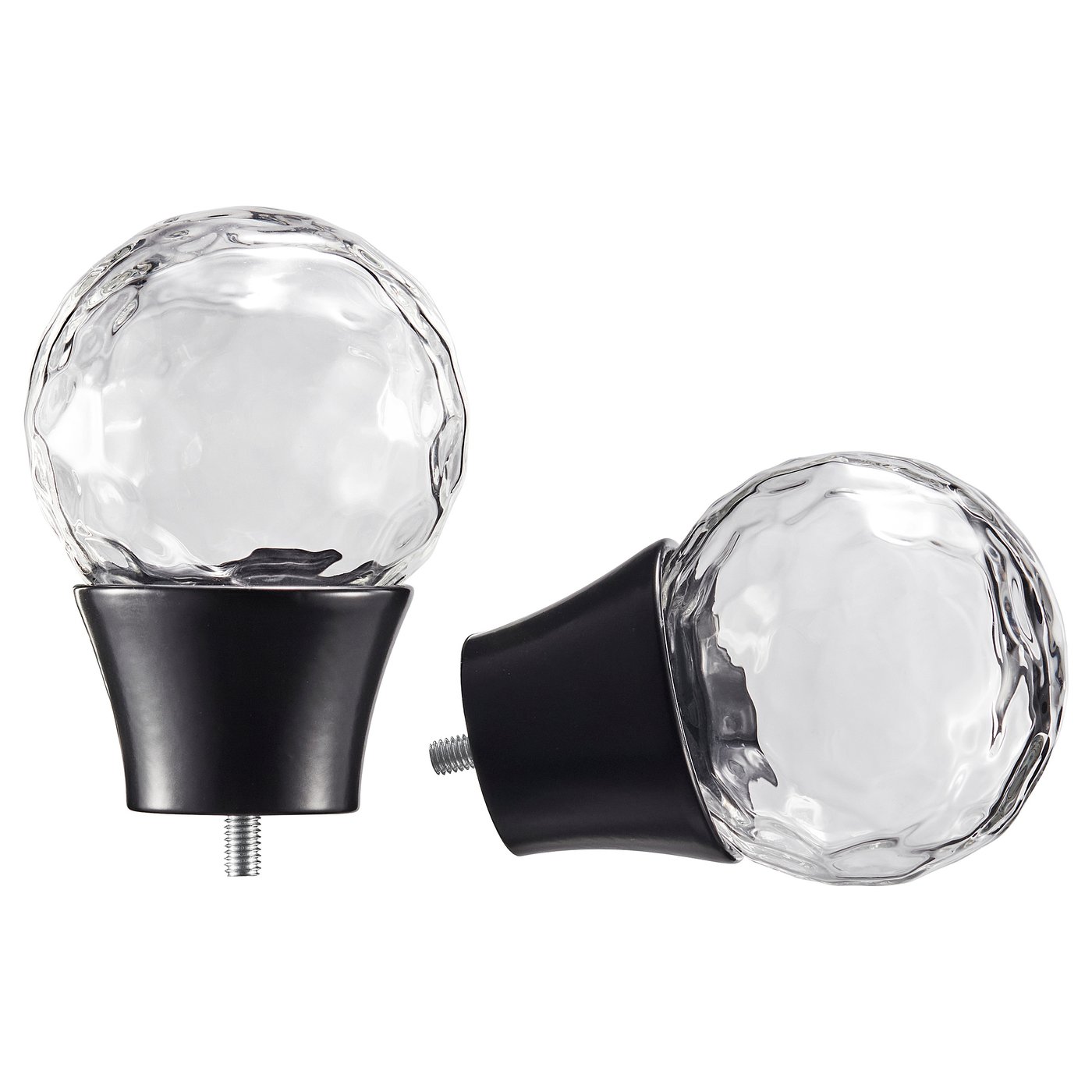 IKEA SOLBLOMMOSSA ändknoppar, 1 par, svart/glas