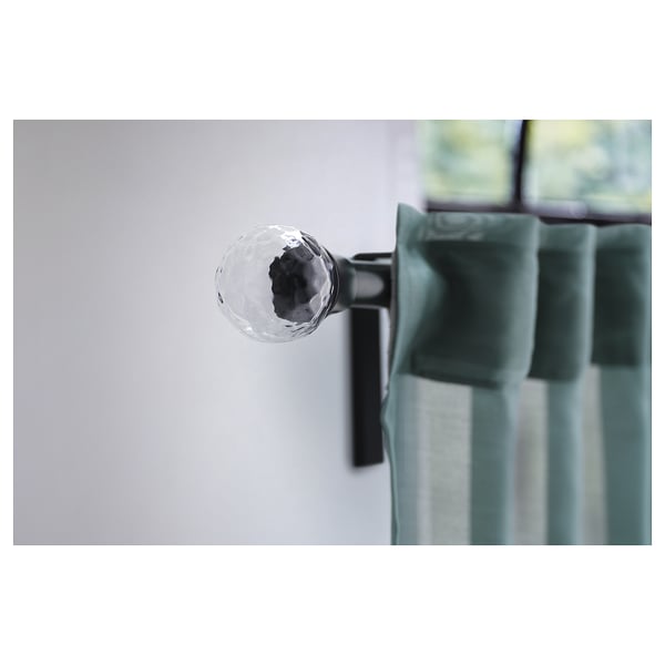 SOLBLOMMOSSA Ändknoppar, 1 par, svart/glas