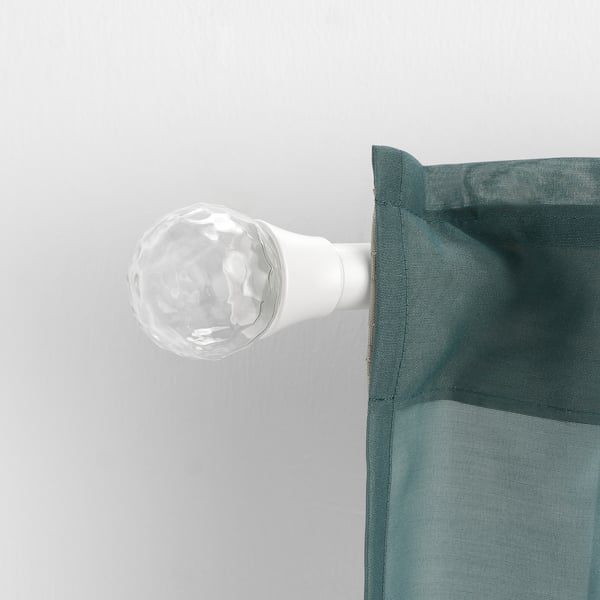 SOLBLOMMOSSA Ändknoppar, 1 par, vit/glas