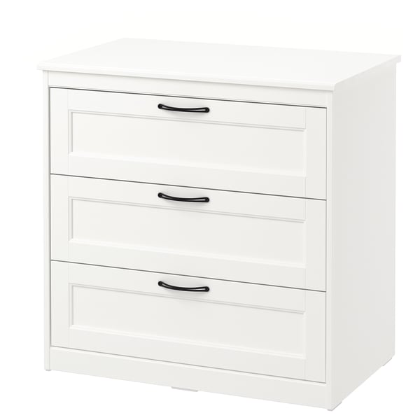 SONGESAND Byrå med 3 lådor - vit 82x81 cm