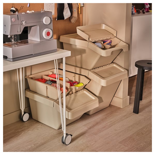 SORTERA Insats med fack, beige, 38x45x14 cm