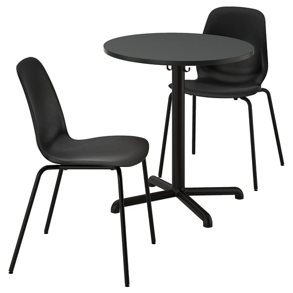 STENSELE / LIDÅS Bord och 2 stolar - antracit antracit/svart/svart 70 cm
