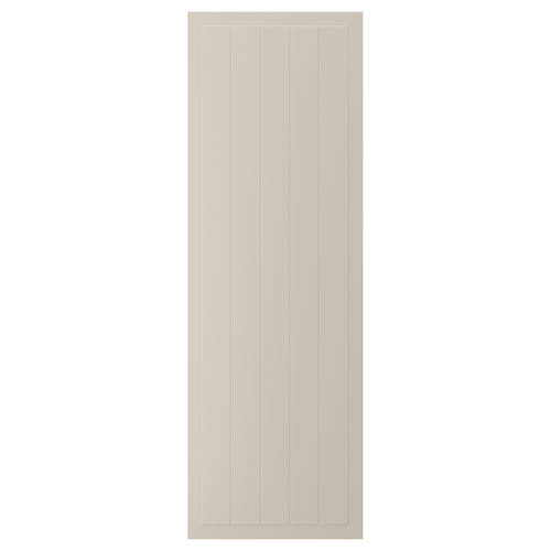 En beige STENSUND skåpdörr med räfflad paneldesign, gjord av träfiberskiva, rektangulär till formen, med ett jämnt, inramat utseende.