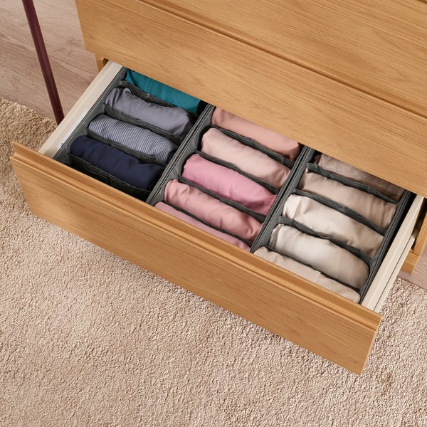 STORKLINTA Byrå med 4 lådor, ekmönstrad, 70x50x98 cm