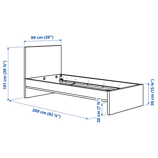 STORKLINTA Sängstomme med 2 sänglådor, ekmönstrad, 90x200 cm