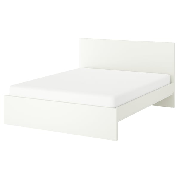 Minimalistisk STORKLINTA-sängram, hög sänggavel, modern design.
