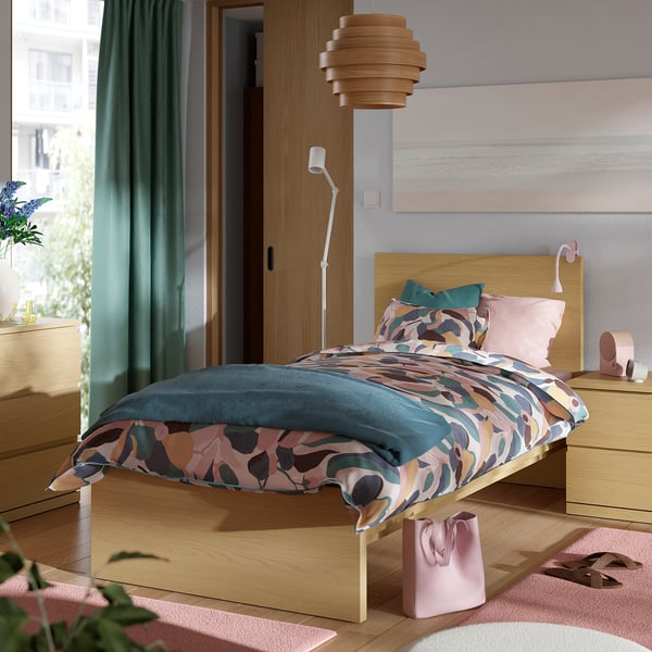 STORKLINTA Sovrumsmöbler, set om 3, ekmönstrad, 90x200 cm