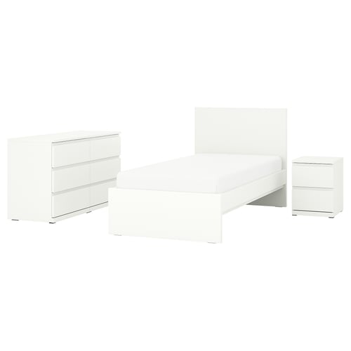 STORKLINTA Sovrumsmöbler, set om 3, vit, 90x200 cm