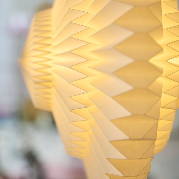 STRÅLA Lampskärm, papper plisserad/stjärna vit, 55 cm