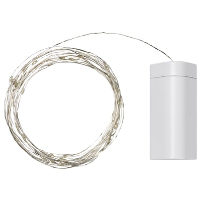 STRÅLA ljusslinga i silver med batterilåda, dekorativ, energieffektiv.