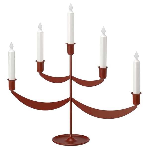 STRÅLA LED ljusstake, metall/batteridriven röd