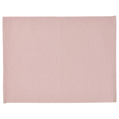 Ljusrosa rektangulär bordstablett av bomull. Minimalistisk, enkel och enkel design. Ingår i SVARTSENAP-serien.
