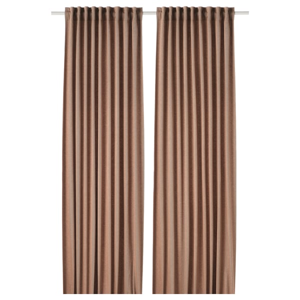 TIBAST Rumsförmörkande gardiner, 1 par - mörkröd/med veckband 145x250 cm