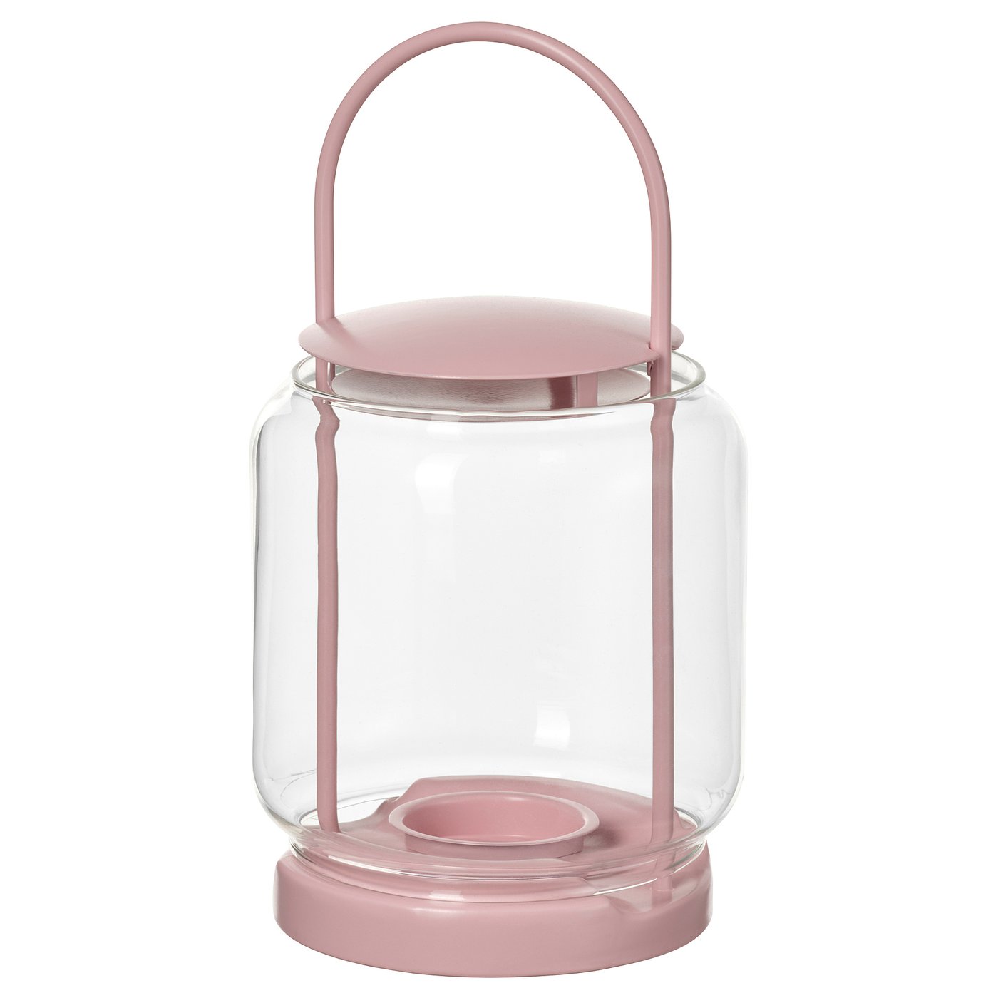 IKEA TOFSAND lykta för värmeljus, in/utomhus, rosa, 21 cm