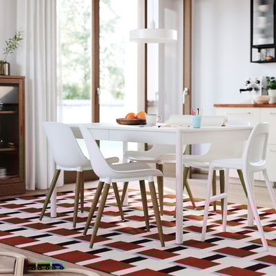 TONSTAD Bord och 4 stolar, off-white/vit, 140/196x85 cm