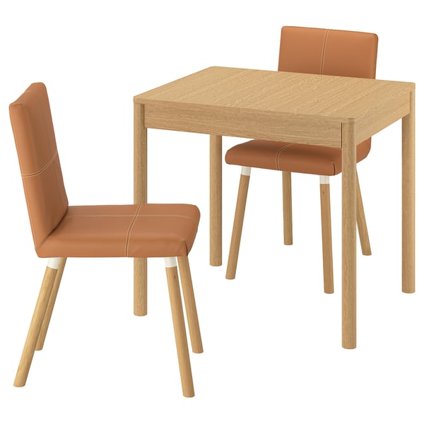 TONSTAD / TONSTAD Bord och 2 stolar - ekfaner/Bomstad gyllenbrun ekmönstrad 80/120x70 cm