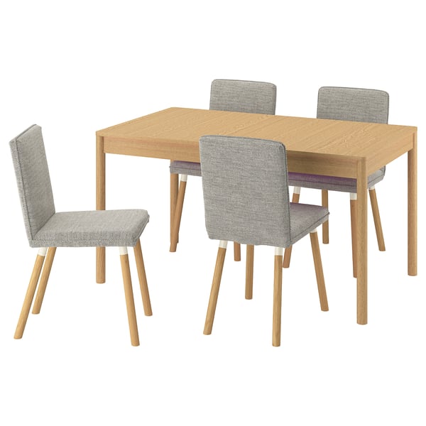 TONSTAD / TONSTAD Bord och 4 stolar - ekfaner/Viarp beige/brun ekmönstrad 140/196x85 cm