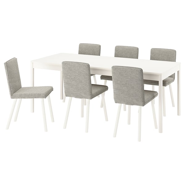 TONSTAD / TONSTAD Bord och 6 stolar - off-white/Viarp beige/brun off-white 200x85 cm