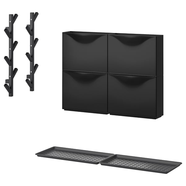 TRONES / BAGGMUCK Hallmöbler, set om 6 - svart