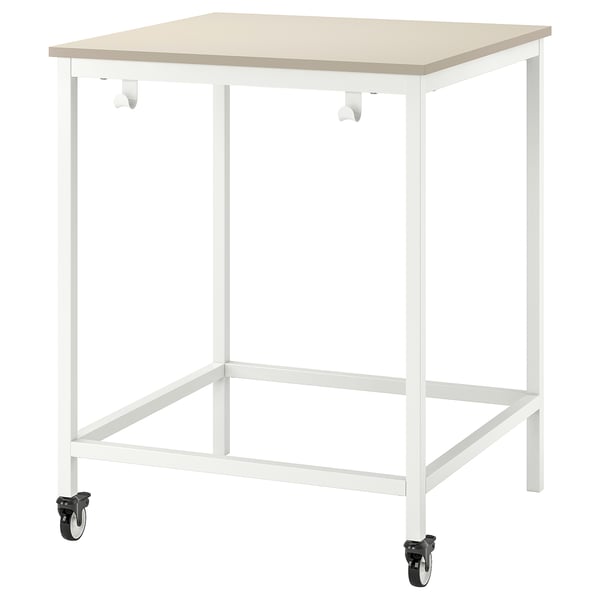 TROTTEN Bord - beige/vit 80x80 cm