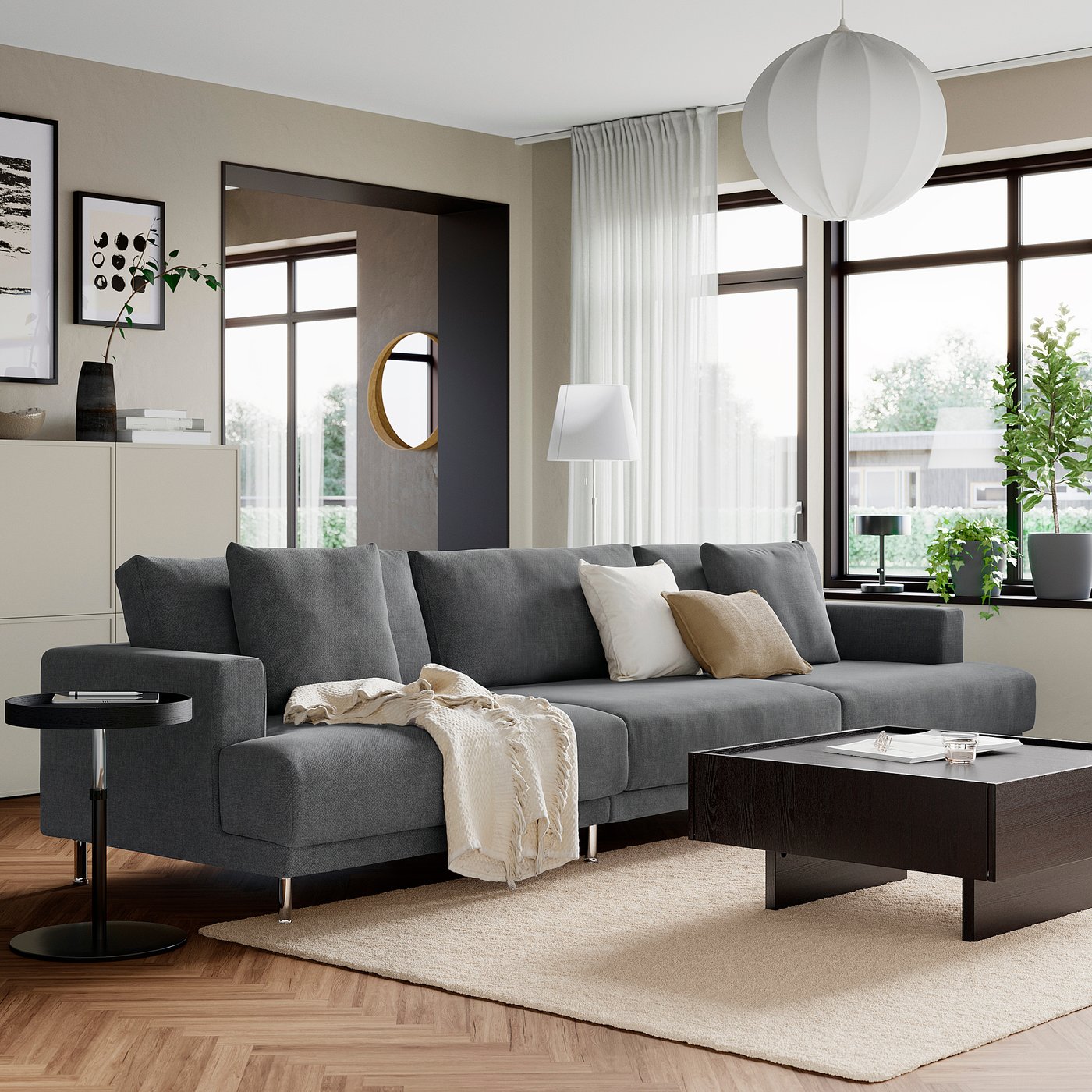 IKEA UPPÅKRA 4,5-sitsig modulsoffa, johanneshov mörkgrå