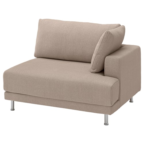 UPPÅKRA-stol , beige manchester, extra bred vale, mjuk textur, metallben, hörndesign.