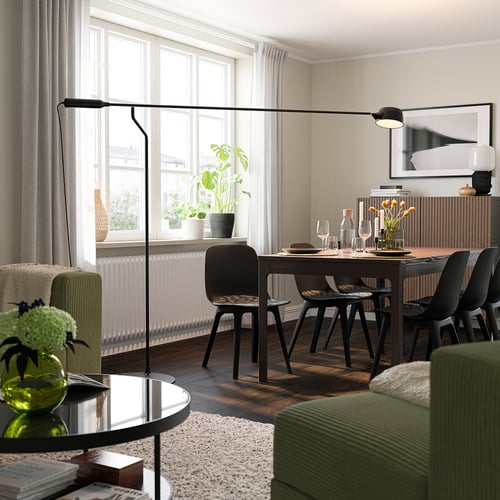 VÅGHÖJD LED golvlampa, dimbar svart IKEA