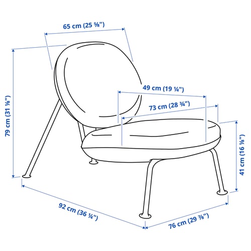 Illustration med mått för produkten: VEINGE.