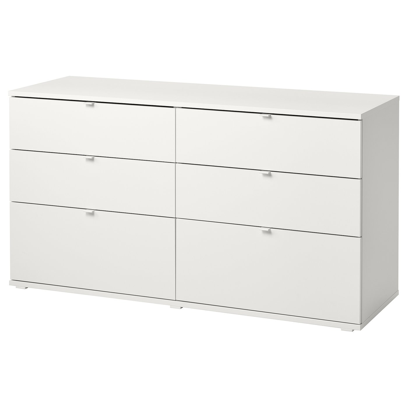 IKEA VIHALS byrå med 6 lådor, vit/förankra/lås upp-funktion, 140x47x75 cm