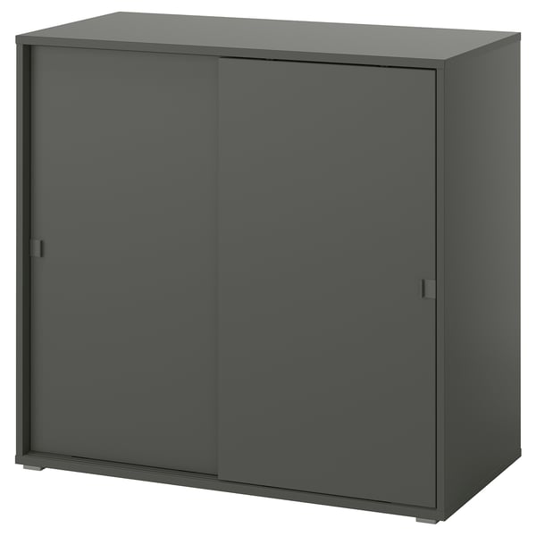 VIHALS Skåp med skjutdörrar - mörkgrå 95x47x90 cm