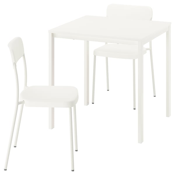 VIHALS / VIHALS Bord och 2 stolar - vit vit/vit 74x74 cm