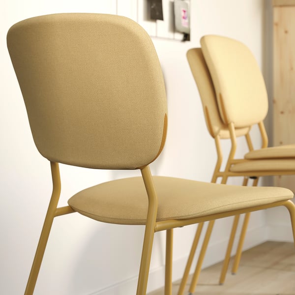 VIHALS / VIHALS Bord och 4 stolar, vit vit/gul Tibbleby gul, 107 cm