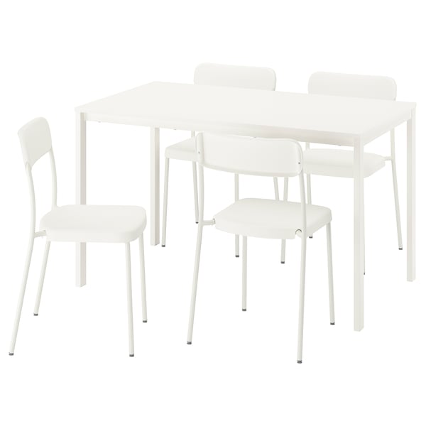 VIHALS / VIHALS Bord och 4 stolar - vit vit/vit 125x74 cm