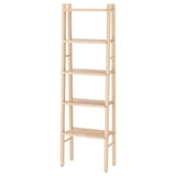 VILTO hylla i ljus björk, hög, smal, stegformad design.