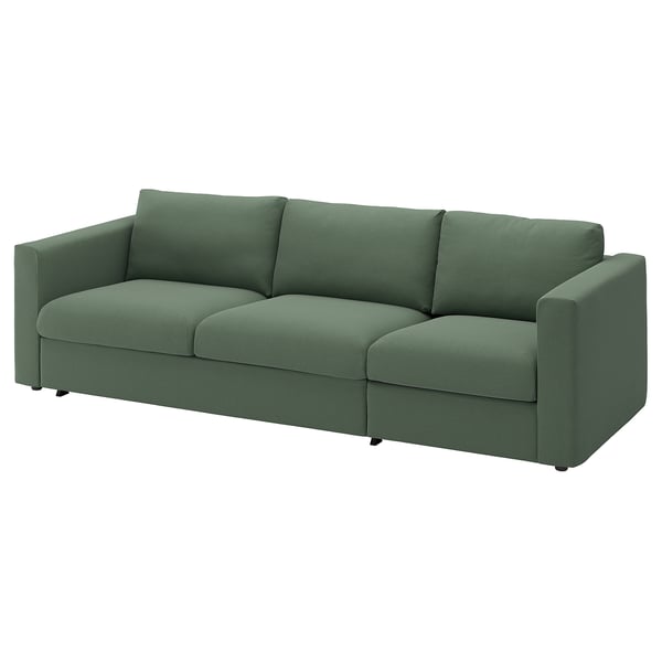 VIMLE 3-sits bäddsoffa, Knäbäck grågrön