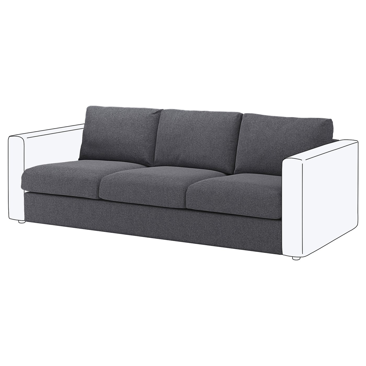 IKEA VIMLE 3-sits sektion, gunnared mellangrå