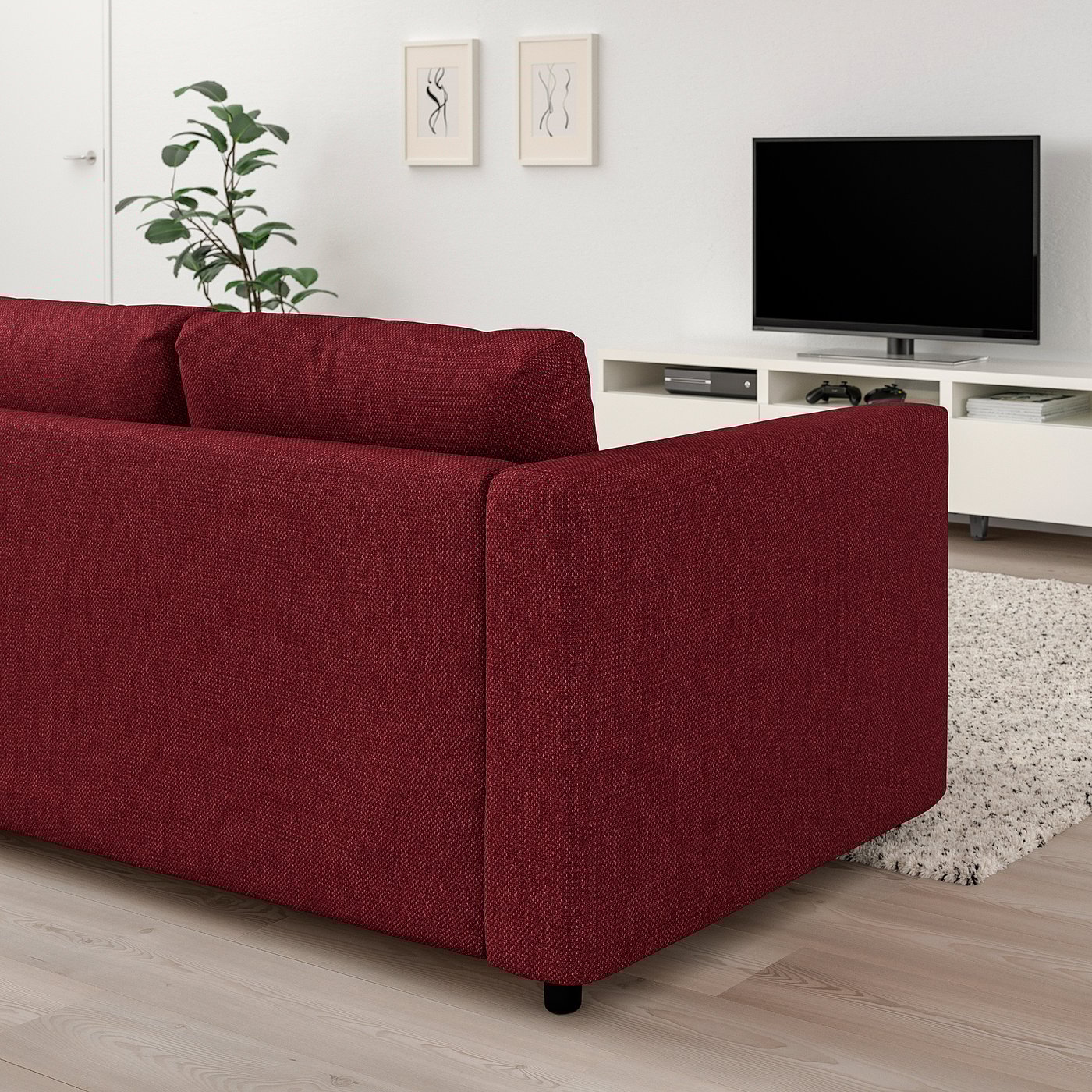 IKEA VIMLE 3-sitssoffa, lejde röd/brun