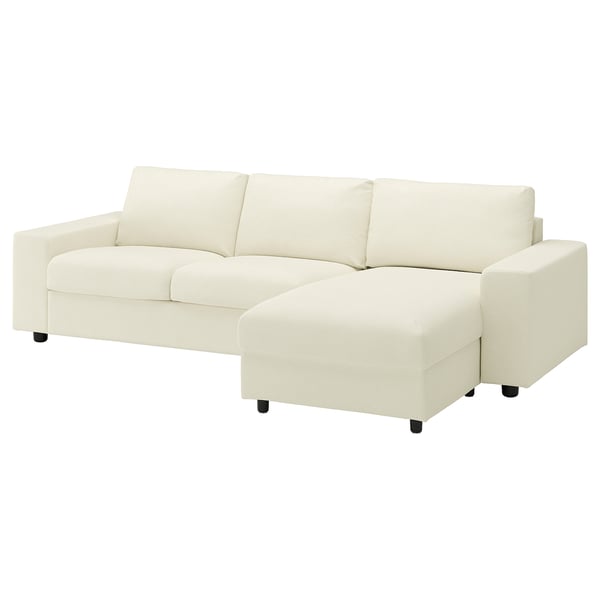 VIMLE 3-sitssoffa med schäslong, med breda armstöd/Johanneshov off-white