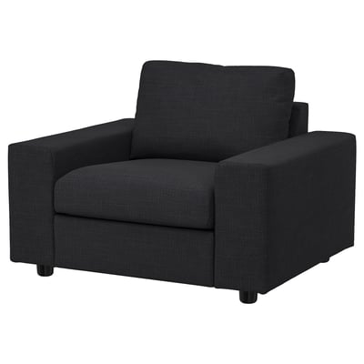 Svart VIMLE fåtölj, modern och elegant design, mysig för sittplatser.
