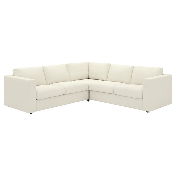 VIMLE krämfärgad hörnsoffa, modern minimalistisk design, mjukt avtagbart tygöverdrag.