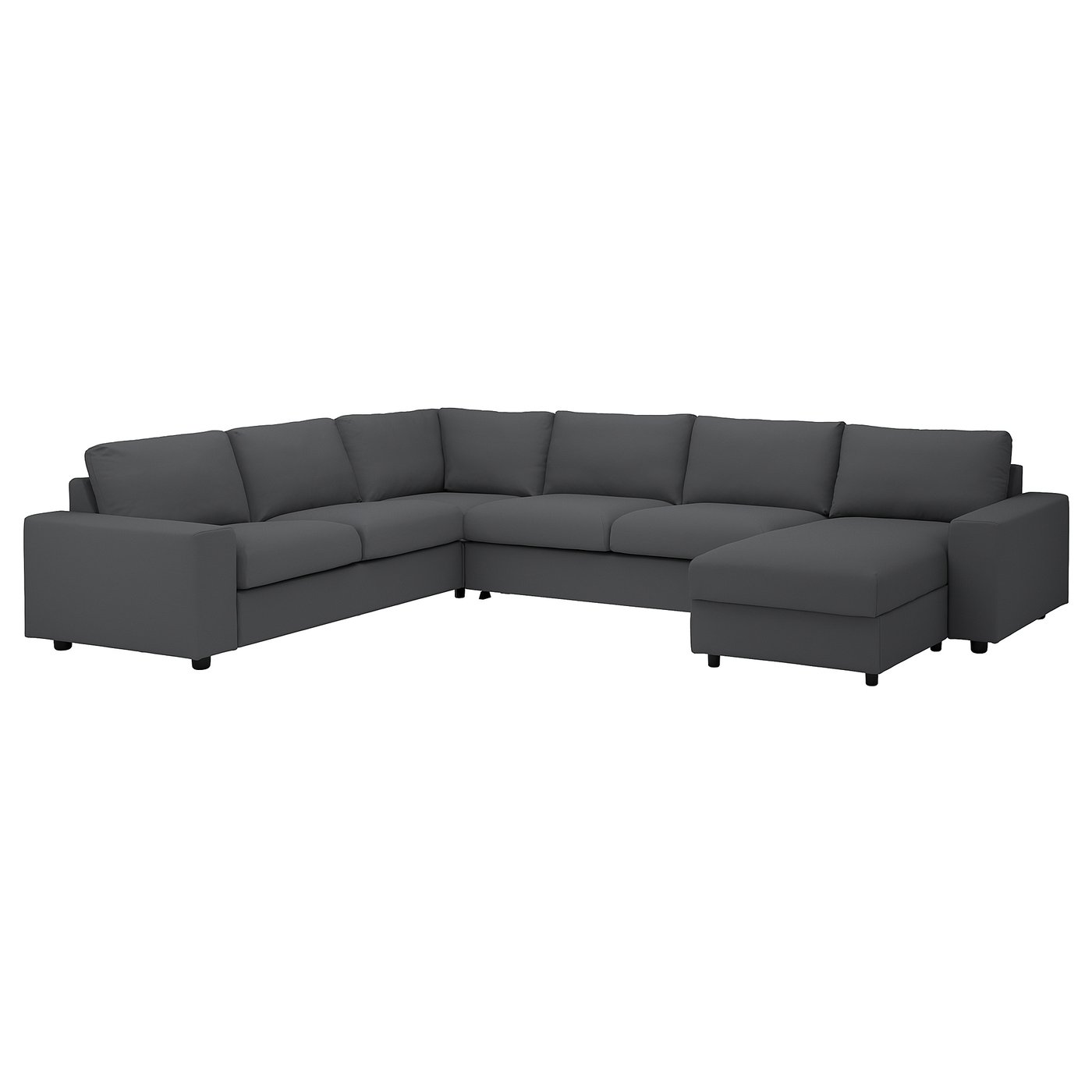 IKEA VIMLE klädsel t hörnbäddsoffa, 5-sits, med schäslong breda armstöd/hallarp grå