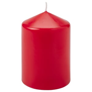 VINTERFINT Blockljus utan doft, röd, 10 cm
